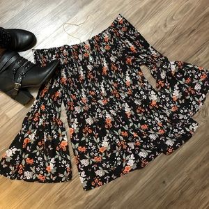 Max Studio Floral Butterfly Hippy Chic Smocked Blouse